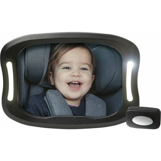 Oglinda auto, FreeON, Pentru masina, Cu iluminare LED, Include telecomanda pentru pornire si oprire usoara, 28x21 cm, Black