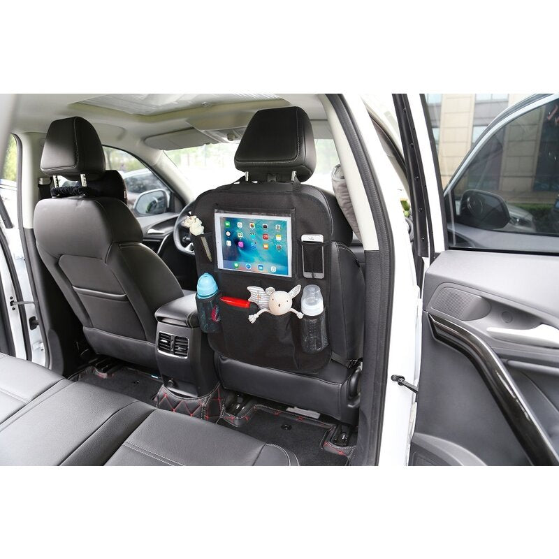 Organizator auto, Petite&Mars, Cu suport pentru tableta, Cu multiple buzunare, Black