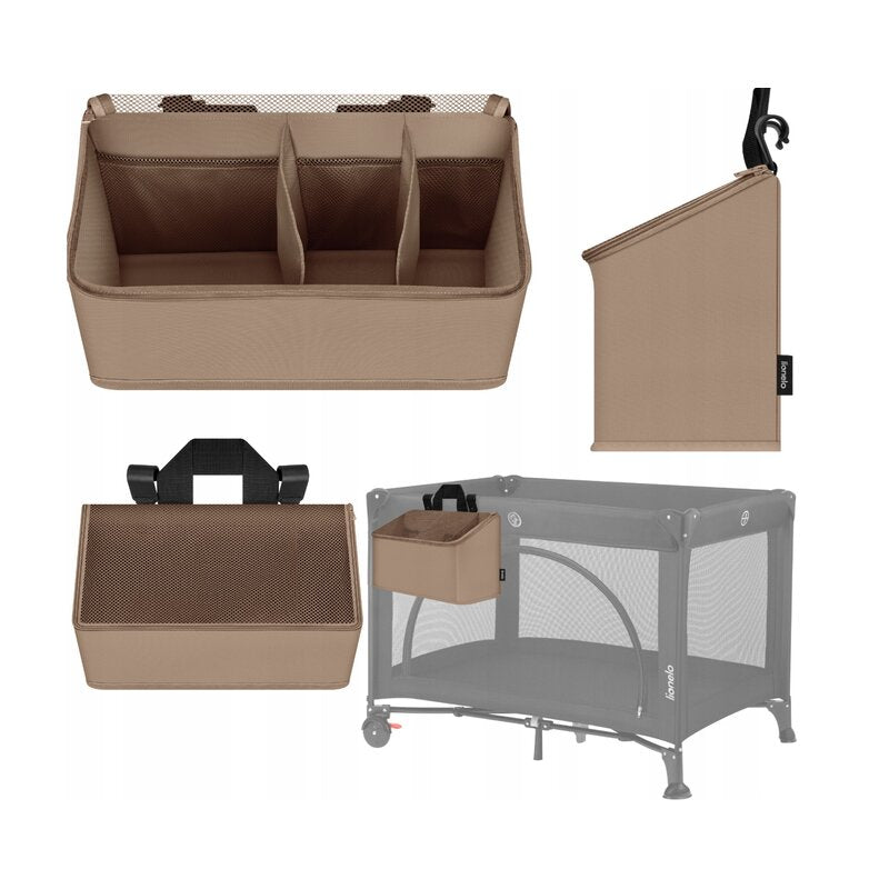 Organizator multifunctional, Lionelo, Sidepocket M, 43x15x23 cm, 3 compartimente, Universal, Constructie ranforsata, Bej