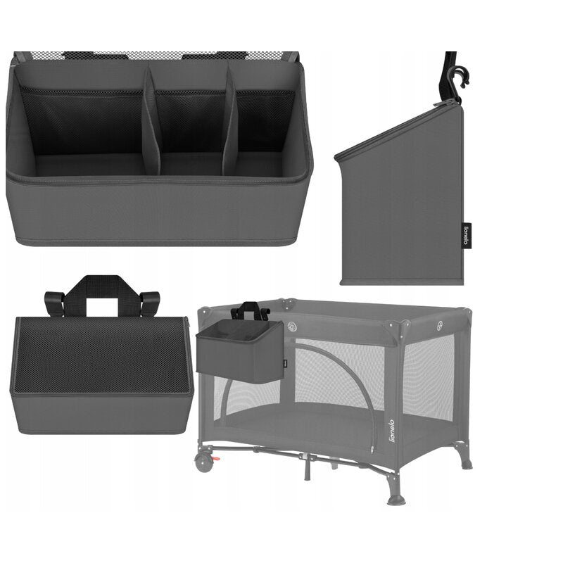 Organizator multifunctional, Lionelo, Sidepocket M, 43x15x23 cm, 3 compartimente, Universal, Constructie ranforsata, Gri