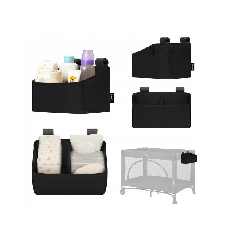 Organizator multifunctional, Lionelo, Sidepocket S, 26x12x15 cm, 2 compartimente, Universal, Constructie ranforsata, Negru