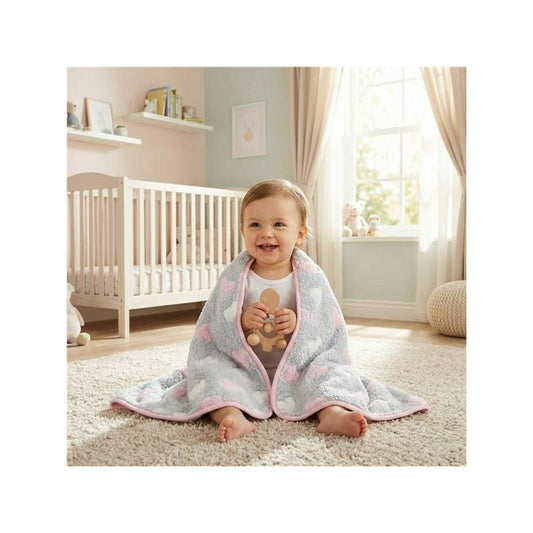 Paturica bebe, New Baby, 80x90 cm, Pufoasa, Grey Heart