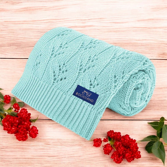 Paturica, Bocioland, Milano, Pentru copii, Moale, Din bambus si bumbac, Cu proprietati de termoreglare, Antialergica si antibacteriana, Dimensiune mare 80 x 100 cm, Mint