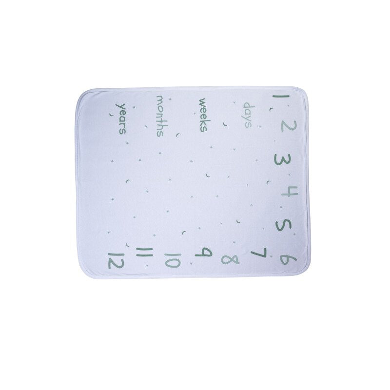 Păturică Bubaba My First Year Bumbac 100% 70x90cm Imprimeu Luni Mint/White