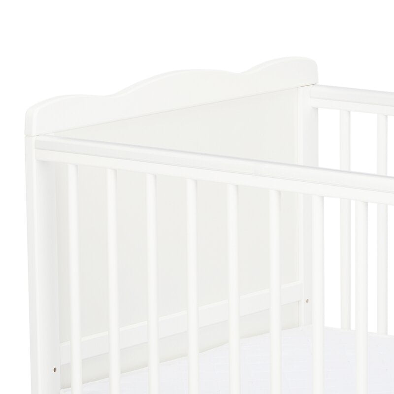 Patut din lemn bebe, 120x60 cm, Cu sina speciala pentru dentitie, Multifunctional, EN716-1, EN716-2, Alb, Qmini, Julia