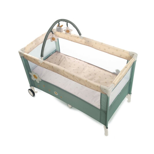 Patut pliant, Jane, Duo Level, Cu roti, Cu arcada cu jucarii, Geanta de transport, Cu doua nivele, Conform standardelor europene EN 716-1:2017+AC:2019EN 16890:2017 + A1:2021, Botanic