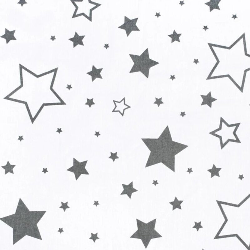 Perna alaptare, New Baby, Stelute, Cu husa detasabila, Din bumbac, 125x16 cm, Gri