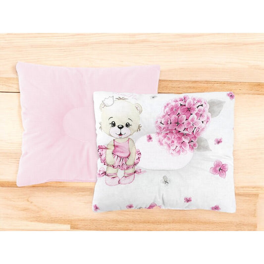 Perna bebelus, MimiNu, Profilata, Cu doua fete, Cu functie anti-soc, Pufoasa, Din catifea si bumbac, 23x26 cm, Materiale certificate Oeko Tex Standard 100, Velvet Pink Ballerina