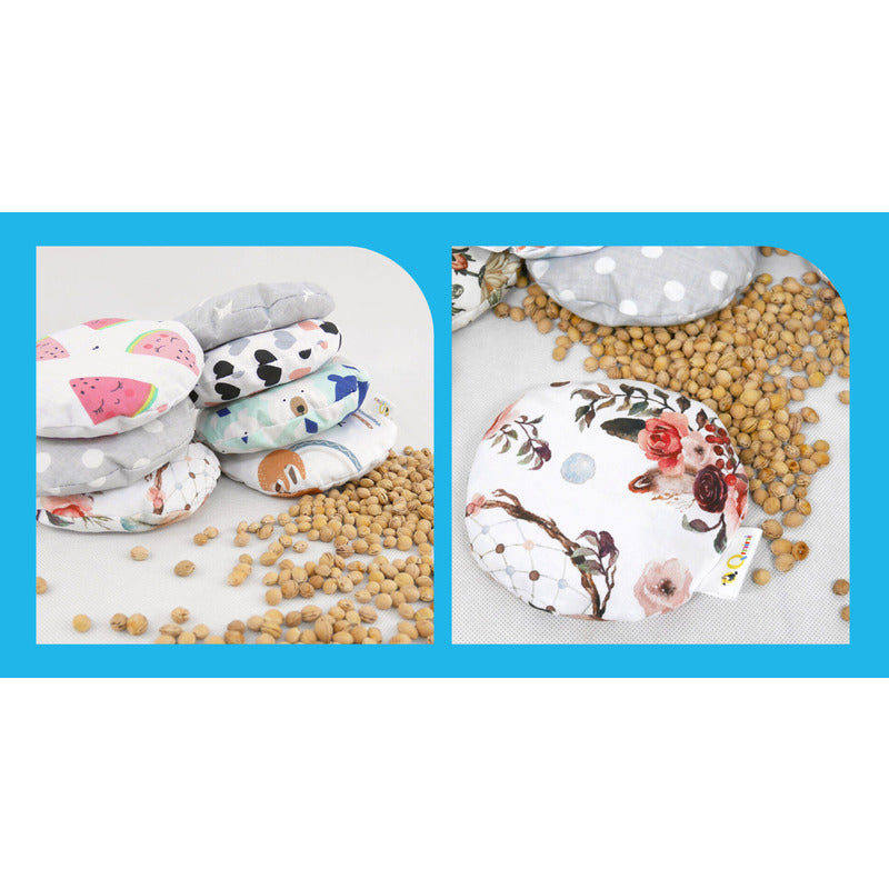 Pernuta anticolici, Qmini, Umpluta cu samburi de cirese, Cu husa din bumbac, Diametru 14 cm, Grey Stars