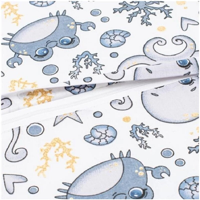 Pernuta inaltator, New Baby, Animale marine, Din spuma poliuretanica, Cu husa detasabila, Din bumbac, Grosime 8 cm, Albastru