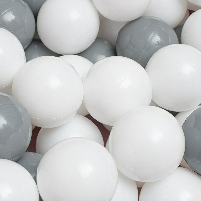 Piscina uscata, New Baby, Cu 150 de bile (Alb, gri), Din tesatura fina cu certificare Oeko-Tex Standard 100, Dimensiune 83 x 83 x 30 cm, Grey