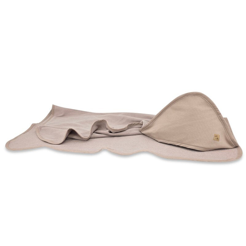 Prosop cu gluga, Qmini, Mare, Dimensiune 100x100 cm, Din bambus si bumbac interlock, Din materiale certificate Oeko Tex Standard 100, Mocha