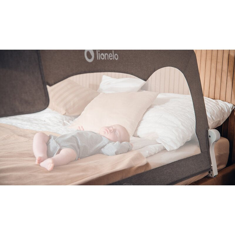 Protectie laterala pat, Lionelo, Hanna, Cu buzunar accesorii, 150x66 cm, Conform cu standardul european de securitate BS7072, Bej