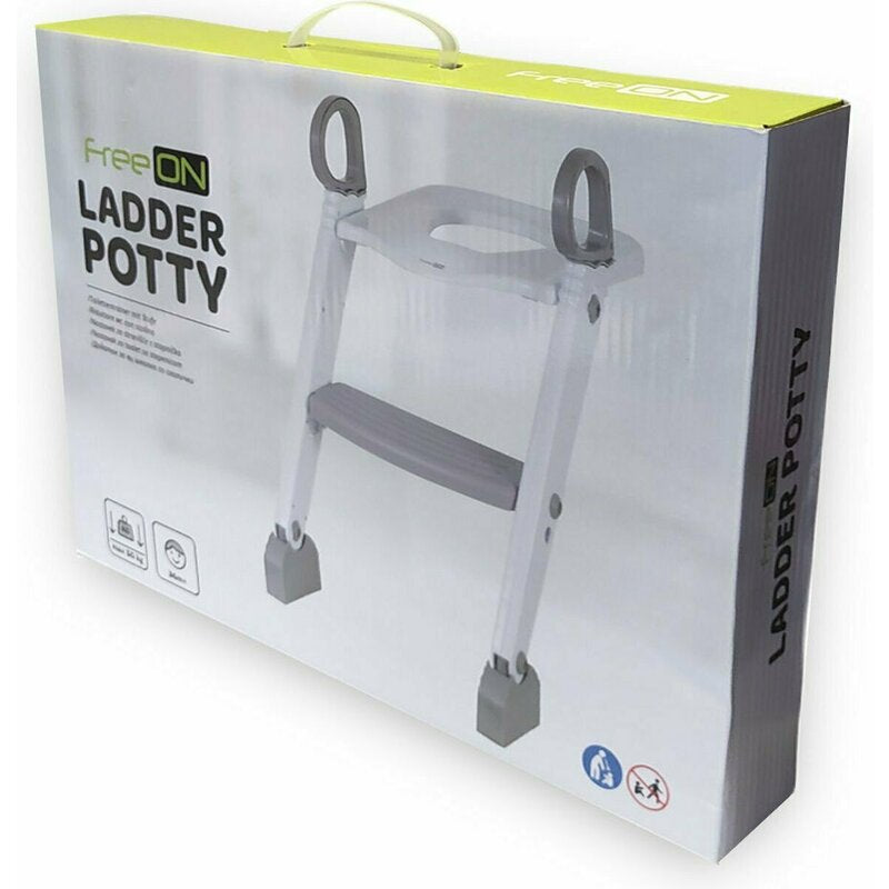 Reductor pentru toaleta, FreeON, Cu scarita, White & Grey