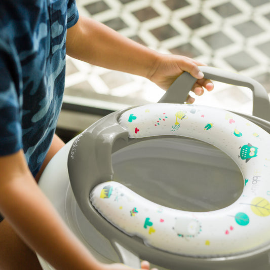 Reductor Toaletă Copii bblüv Poti Grey - Scăunel WC cu Mânere Ergonomice