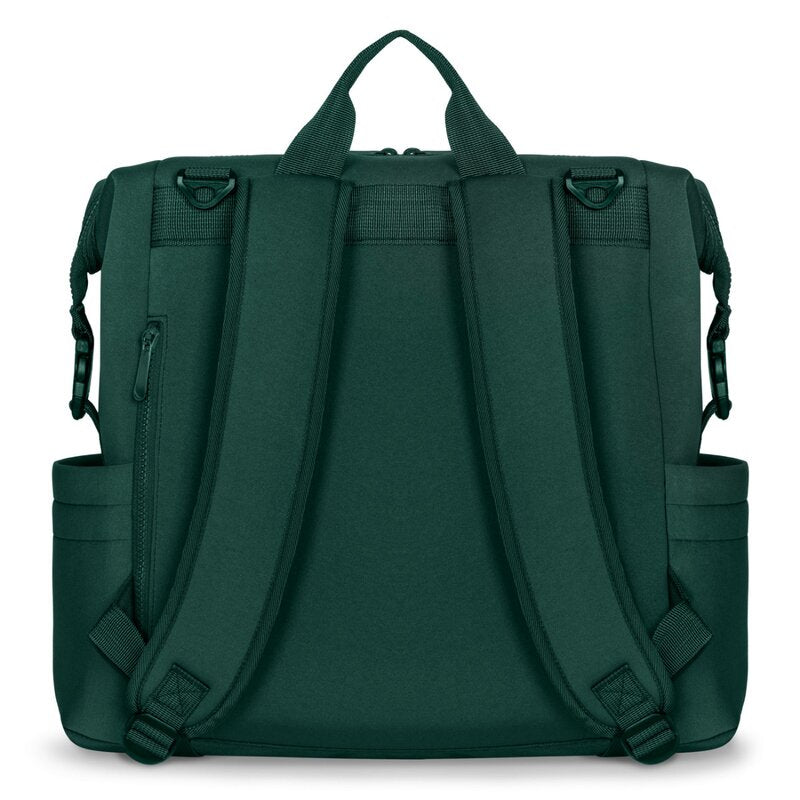 Rucsac impermeabil pentru mamici, Lionelo, Cube, Cu 12 compartimente si salteluta de schimbat, Cu prindere universala de carucior, 36 x 36 x 23 cm, Verde