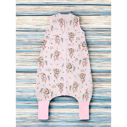 Sac de dormit, MimiNu, Cu picioruse, De iarna, Din bumbac certificat Oeko Tex Standard 100, Cu fermoar pe mijloc, 87 cm, 3 luni - 2.5 ani, 2.5 Tog, Design, Little Ballerina Pink