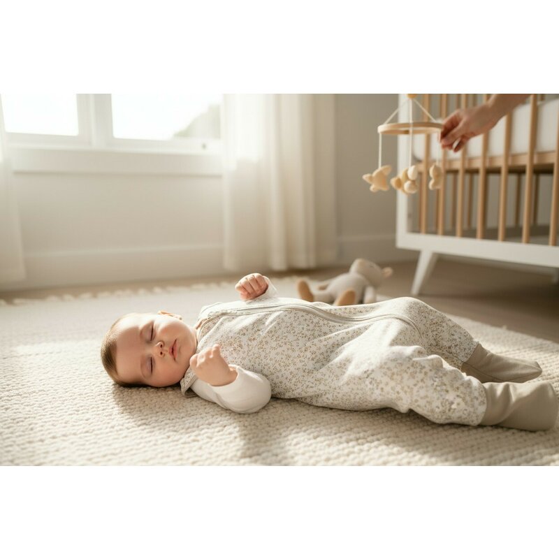 Sac de dormit, MimiNu, Premium, Cu picioruse, De iarna, Din bumbac certificat Oeko Tex Standard 100, Cu fermoar, 103 cm, M, Meadow