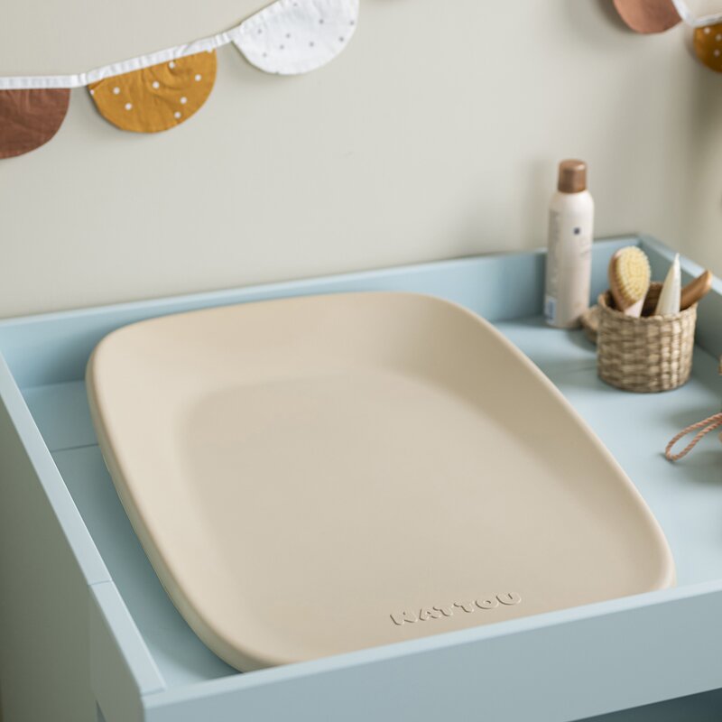Saltea de infasat, Nattou, Softy, Moale, Utilizabil si fara husa, Design ergonomic, Spuma PU, 70x50x10 cm, Fara BPA, 0 luni+, Beige