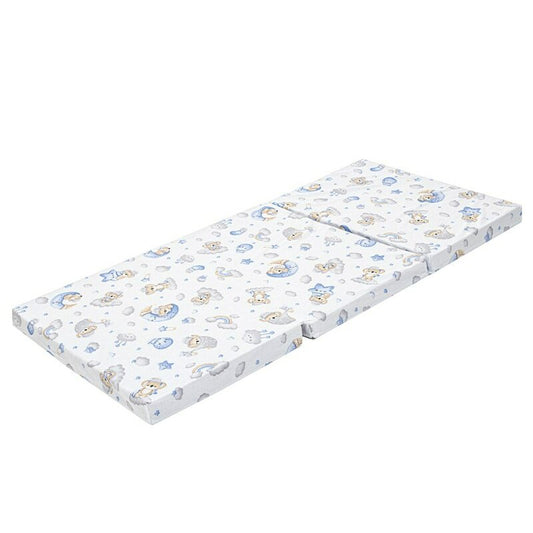 Salteluta pliabila, New Baby, Standard, Pentru patut, Cu geanta de transport inclusa, Cu husa detasabila din bumbac, Din spuma, 120x60x5 cm, 0 luni+, Koala Blue