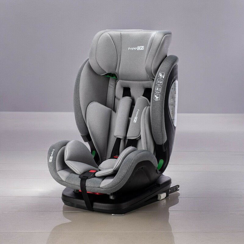 Scaun auto, FreeON, Trex, Pentru copii, I-Size, 76 - 150 cm, Tehnologie Isofix + Top Tether, Spatar si tetiera reglabile, Conform ECE R129, Grey