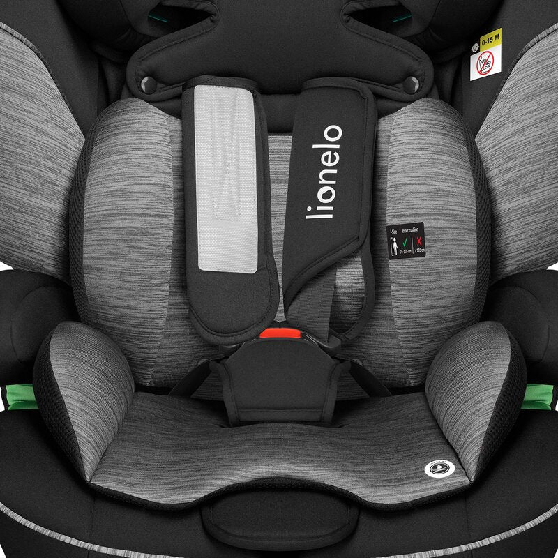 Scaun auto, Lionelo, Levi i-Size, Universal, Instalare FWF, Cu tetiera reglabila in 10 pozitii, Cu spatar detasabil, 76-150 cm, Conform cu R129, Gri