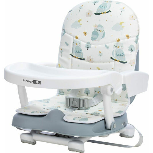 Scaun de masa, FreeON, Levi, Booster, Pliabil, Cu tavita detasabila, Reglabil in 4 pozitii pe inaltime, Cu centuri de siguranta in 3 puncte, 6 luni+, Conform cu standardul european EN16120, Owl