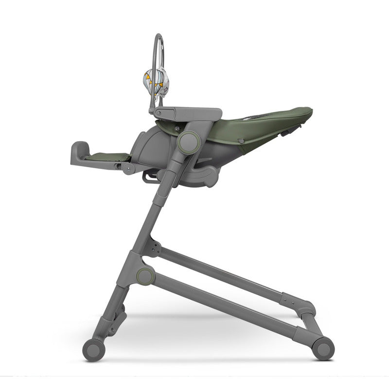 Scaun de masa, Lionelo, Cora Plus, Multifunctional, Reglabil in 4 pozitii pe inaltime, Spatar reglabil in 3 pozitii, Cu bara de jucarii, Pliabil, Conform cu standardul european de securitate EN14988, Verde