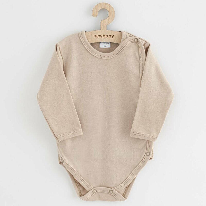 Set 3 piese, New Baby, Classic II, Include 3 body-uri cu maneca lunga, Marime 62, Din bumbac 100%, Beige
