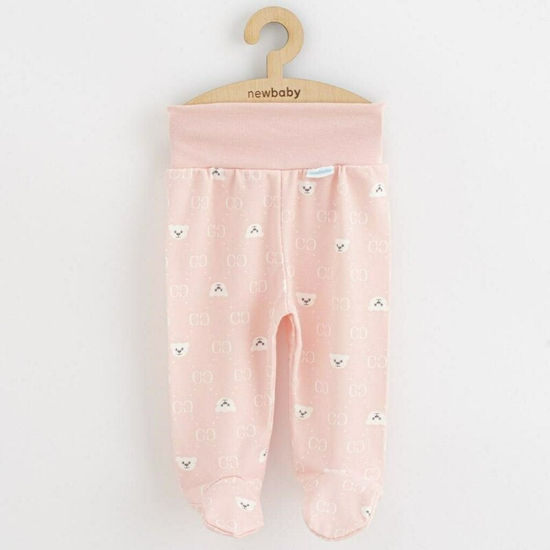 Set 3 piese, New Baby, Classic II, Include 3 perechi de pantalonasi cu botosei, Marime 50, Din bumbac 100%, Pink