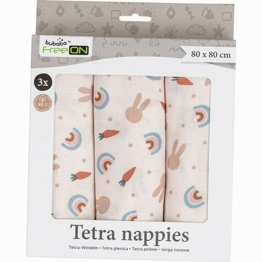 Set 3 Scutece Tetra Bubaba din Bumbac 80x80 cm Carrots and Rainbow