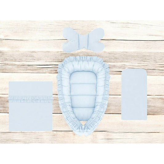 Set 4 în 1 Coșuleț Bebeluș MimiNu Baby Cocoon 75x55 cm Royal Blue | Bumbac Oeko-Tex