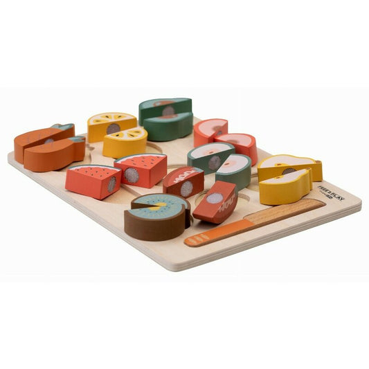Set fructe feliate, Free2Play, Cu inchidere velcro, Din lemn, 20 piese, Multicolor
