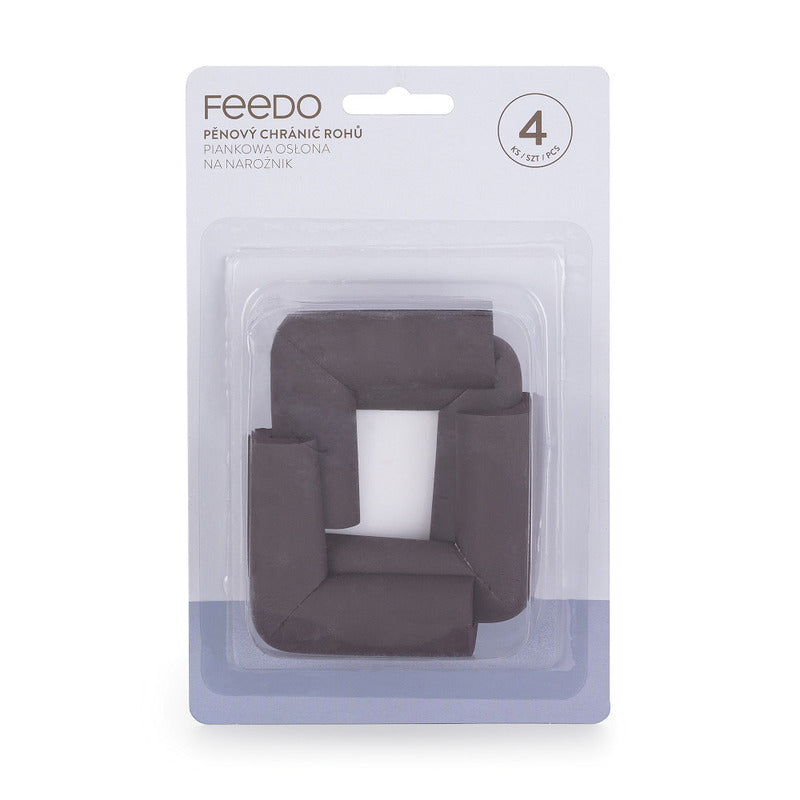 Set protectIi, Feedo, Pentru colturi ascutite, Absorbtie a socurilor, Din spuma, Cu adeziv, 5 x 5 x 2 cm, 4 bucati, Maro