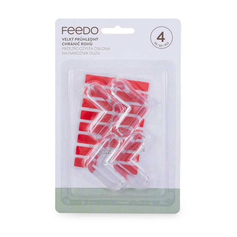 Set protectIi, Feedo, Pentru colturi ascutite, Usor de instalat, 4 x 4 x 1.5 cm, 4 bucati, Transparent