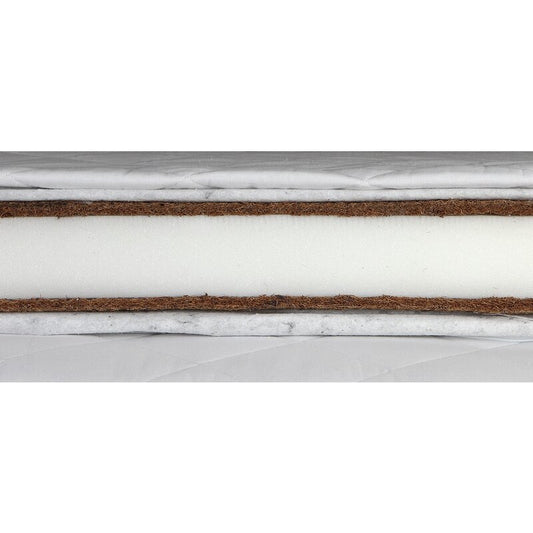 Set saltele, Pentru copii, 190x70x11 cm (140x70x11 cm + 50x70x11 cm ), Fibra de cocos si spuma, Husa detasabila si lavabila, 100% Bumbac, Alb, YappyKids, YappyGrow