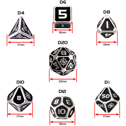 Set Zaruri Metalice DnD Collector's Edition Black - 7 Piese cu Geantă Dragon