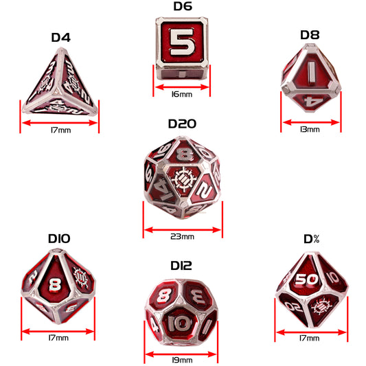 Set Zaruri Metalice DnD Collector's Edition Red - 7 Piese cu Geantă Dragon