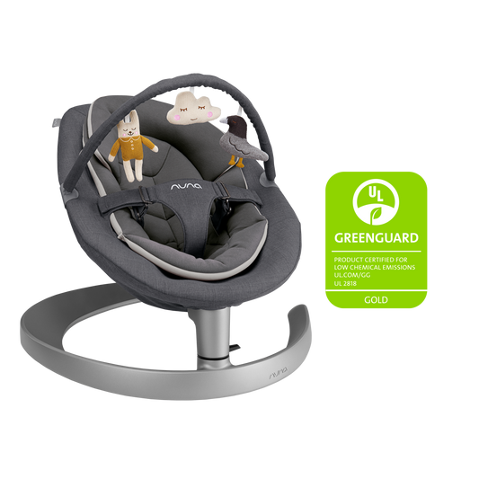 Nuna - Sezlong Leaf Grow Granite cu bara de jucarii inclusa