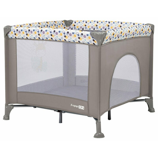 Tarc de joaca, FreeON, Patrat, Pliabil, Intrare cu fermoar, Laterale din plasa, 93x93x87 cm, Pana la 15 kg, 6 luni+, Gri