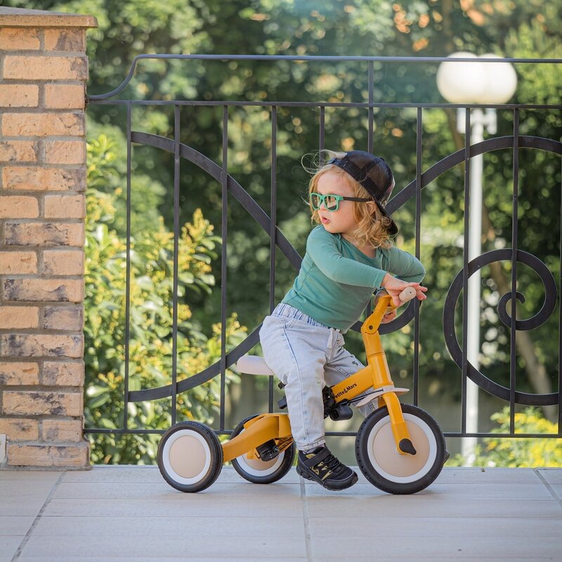 Tricicleta, Petite&Mars, Turbo, Editie limitata, 5 in 1, Multifunctionala, Vehicul de impins, Bicicleta cu/fara pedale, Cu maner de ghidaj, Detasabil, Roti din cauciuc, Pana la 25 kg, 1.5-5 ani, Pink Meadow