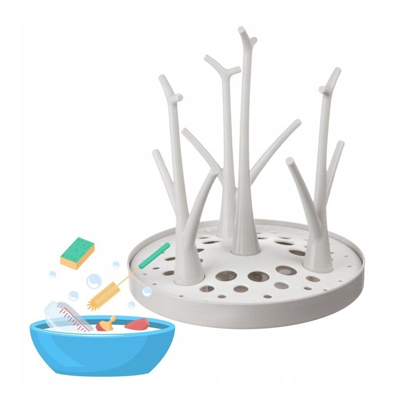 Uscator, Bocioland, Pentru biberoane, Cu design flexibil, Fara BPA, Pentru 8 recipiente, 22x26 cm, White