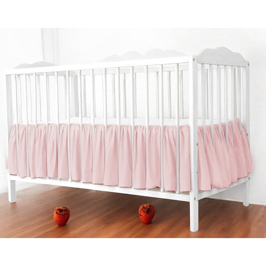 Volanas pentru saltea de patut, MimiNu 120x60 cm, Din bumbac certificat Oeko Tex Standard 100, Colectia Royal, Powder Pink