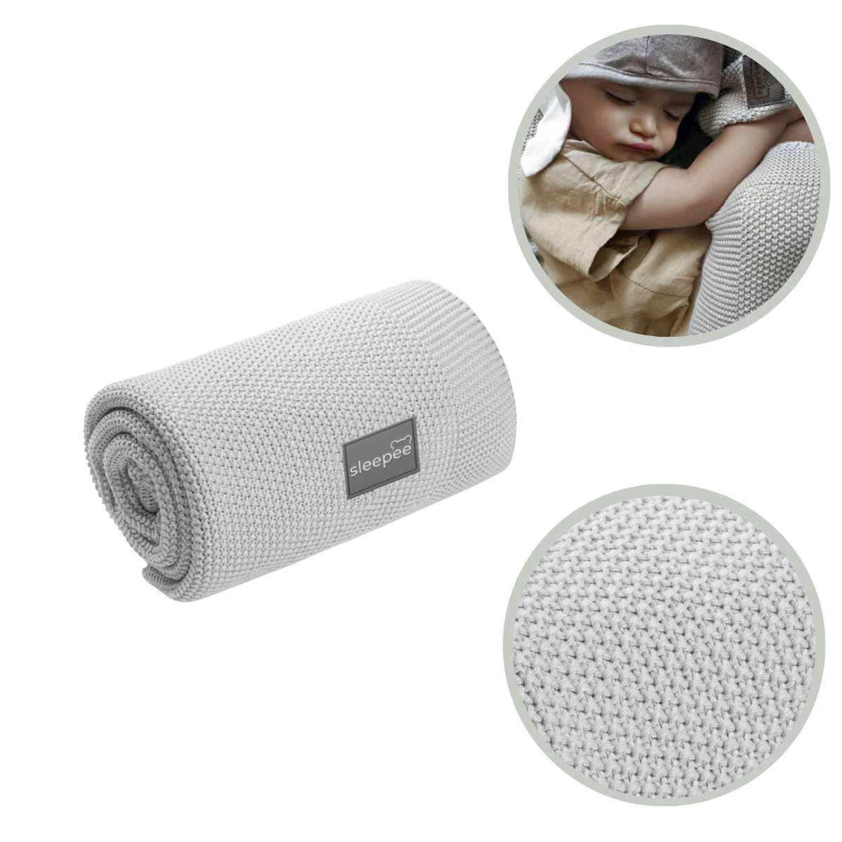 Paturica bebe Sleepee Bamboo Touch Light Grey - detaliu 1