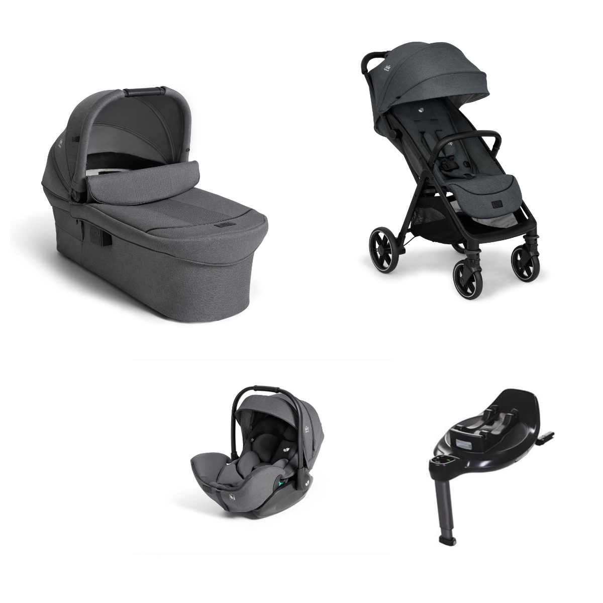 Pachet 4 in 1 Joie Parcel LX Signature Ebony - carucior, landou Ramble XL, scoica i-Level Pro si baza i-Base Encore