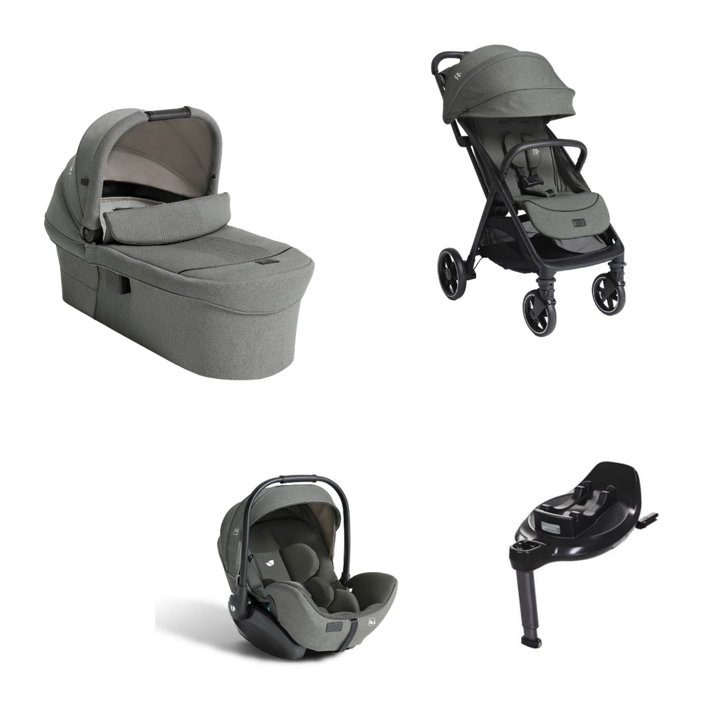 Pachet 4 in 1 Joie Parcel LX Signature Evergreen - carucior, landou Ramble XL, scoica i-Level Pro si baza i-Base Encore