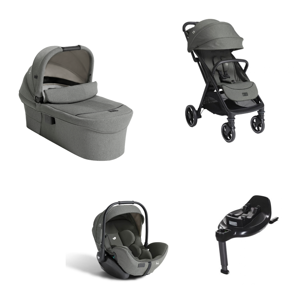 Pachet 4 in 1 Joie Parcel LX Signature Evergreen - carucior, landou Ramble XL, scoica i-Level Pro si baza i-Base Encore
