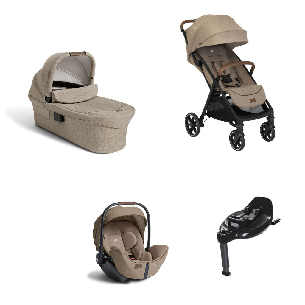 Pachet 4 in 1 Joie Parcel LX Signature Sandstone - carucior, landou Ramble XL, scoica i-Level Pro si baza i-Base Encore