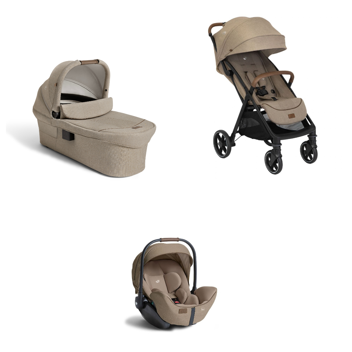 Pachet 3 in 1 Joie Parcel LX Signature Sandstone - carucior, landou Ramble XL si scoica i-Level Pro