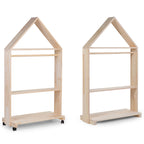 Mobilier decorativ casuta cu roti Childhome 80x135 cm, Lemn Natural